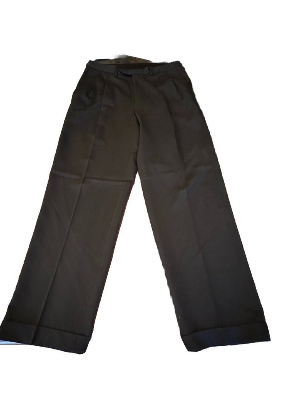 Pazoni Dress Pants Mens Size 35 100% Wool Made Italy Black Cuffed Pleated Front